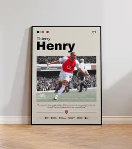Thierry Poster Henry , Football Decor,  Print, Sports Artwork, Gift for Fans, Home Decor