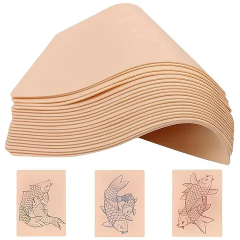 Blank Tattoo Practice Skin, 5 Pieces Double-Sided Faux Skin, 19 x 14.3 cm, Ideal for Tattoo Artists and Beginners, Tattoo Supplies