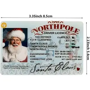 Santa Claus Lost Drivers License - Novelty Santa Sleigh Flying License ID Card, Fun Christmas Eve Key Box Gift for Kids, Xmas Tree Ornament, Christmas Decor