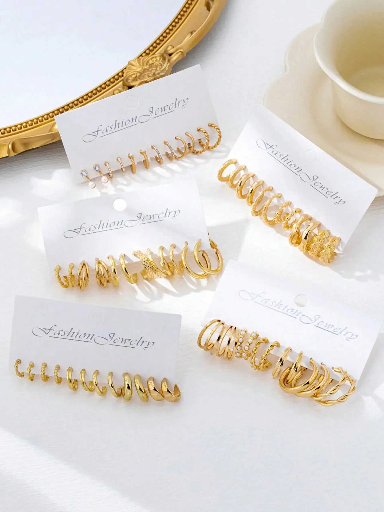 12pcs Vintage Punk Style Women Fashion Elegant Hoop Earrings Set, Bohemian Style - Versatile Daily Wear