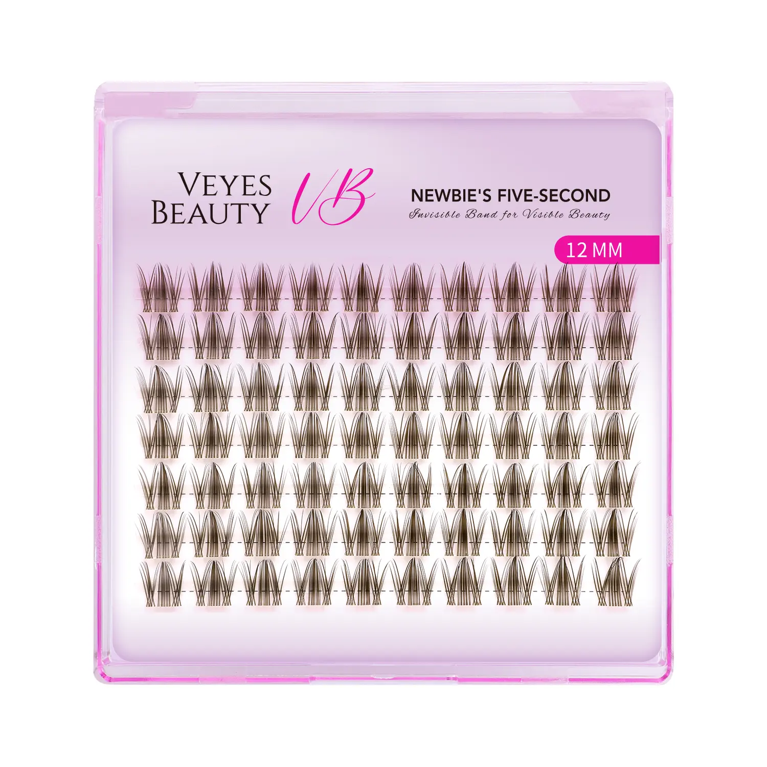 VEYESBEAUTY Brown Manga Single Length Cluster Lash  Invisible Band Wispy Lightweight Softness Weightless Makeup Eyelash Extensions