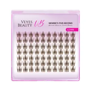 VEYESBEAUTY Brown Manga Single Length Cluster Lash  Invisible Band Wispy Lightweight Softness Weightless Makeup Eyelash Extensions