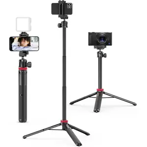 MT-44 Extendable Phone Tripod, 59" Selfie Stick Vlog Stand with 2 in 1 Phone Clip, 360? Ball Head Camera-Tripod for iPhone   Action Camera, Lightweight for Travel