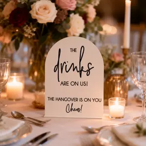 2D Printed Wedding Bar Logo with Stand, 5x7 Inch Acrylic Decor, Perfect for Weddings, Ceremonies, Bride Gifts, Desktop Display, Acrylic Signage Plaque