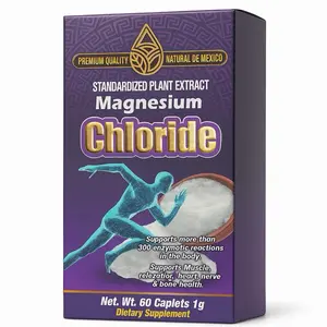 Cloruro de Magnesio – Suplemento Natural Premium | Extracto Estandarizado de Plantas | Favorece la Relajación Muscular, Salud del Corazón, Nervios y Huesos | 60 Capletas de 1 g – Calidad Premium Natural de México