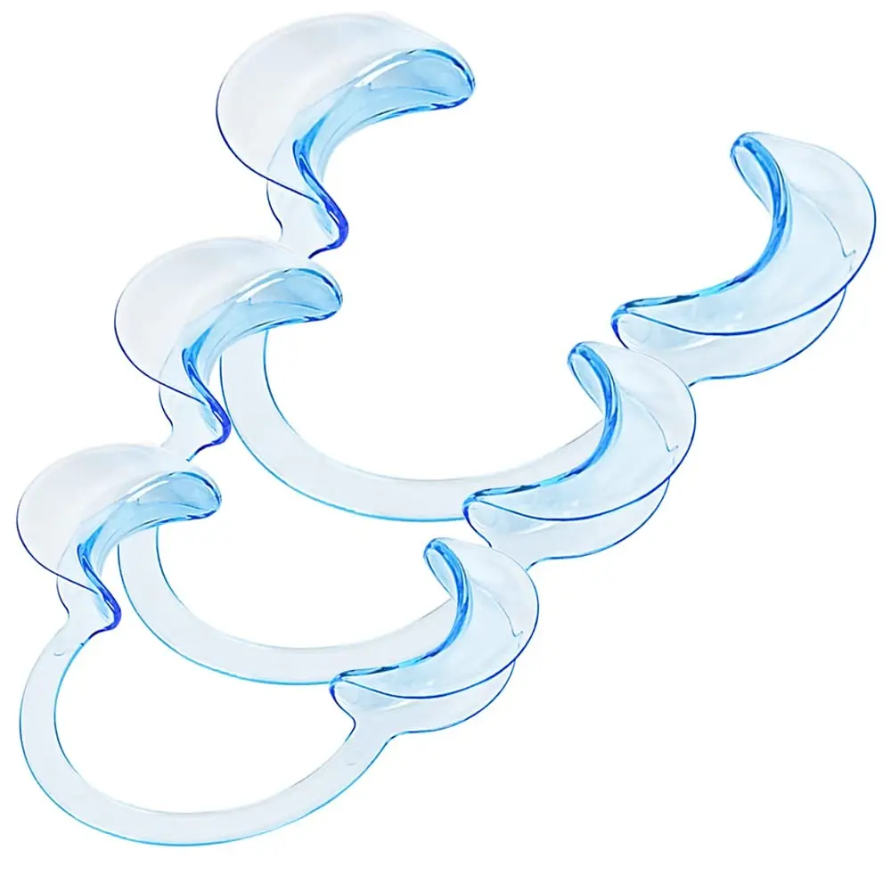 Dental Cheek Retractor C Shape Mouth Opener Size S,M,L, Pack of 3 (Blue, 3PCS-S/M/L)