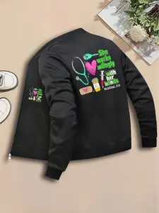 Medical Coat, Women's Printed Jacket, Fashionable Women's Fitted Jacket, Suitable for Everyday, Casual and Formal Occasions, Durable and Multi-functional Design