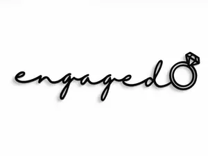 Engaged Cake Topper Flat, Engagement Cake Decoration, Bridal Shower Cake Topper, Minimalist Wedding Decor