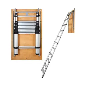 VEVOR Attic Ladder, 375LBS Capacity, 9.8 to 10.3 ft Height Adjustable, Multi - Purpose Foldable Aluminium Attic Stairs, Fits 7.66 to 10.25 ft Ceiling Heights for Convenient AccessVEVOR Super Brand Day