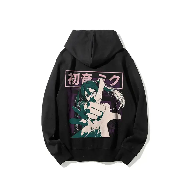 Unisex Miku Anime Figure Men's Hoodie - Cotton Casual Breathable Streetwear Clothing, Vocaloid Anime Style Men's Hoodies, Unisex Fit Couple Gift Top