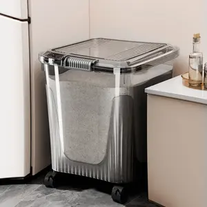 Household Rice Jar Insect-Proof Moisture-Proof Sealed Flour Storage Canister Rice Storage Box Food-Grade Rice Flour Container, Clear Plastic Containers, Hand-Washable Grain Dispenser Suitable for Kitchen Organization Heavy-Duty Container