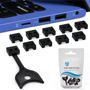 (10-Pack) USB-A Port Blockers - Key Lock USB  to Help  Data  - Removable Type-A Data Protection - Dust &  Resistant Shield | Black