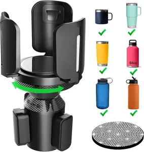 Upgraded 64oz Large Cup Holder Expander with Coaster for Car, Expandable Cup Holder Adapter with Adjustable Base, Universal Compatible with Yeti, Hydro Flasks, Owala, Other Big Bottles Mugs Drinks