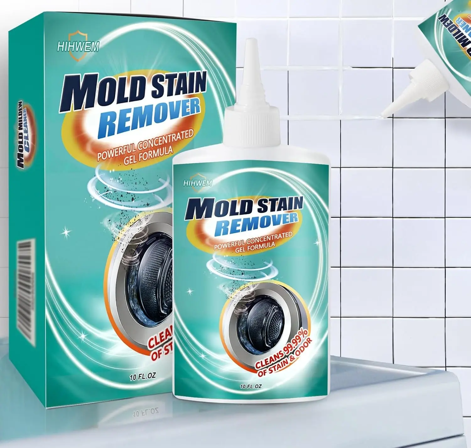 Bleach Stain Remover Gel, Heavy-Duty Tile Grout Cleaner - Bleach Washer Cleaner for Stain Removal in Bathroom, Kitchen, Washing Machine Seals & More | 10 Oz Multipurpose Household Cleaner