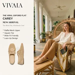 VIVAIA Square Toe Mesh Ballet Flats, Wide Feet Friendly, Breathable Summer Shoes, Lightweight, Ballerina Sneakers, Travel Shoes, Comfortable Flats, Suitable for Vacations, Parties, Beach (Carey) tiktokshopspringglowup summervibes