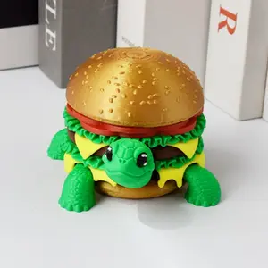 1-Piece/2-Piece Vibrant 3D Printed Burger Turtle Statue for Gift Ornaments for 14 and Over, Home Decor Ornaments, Holiday Decorations, Holiday Decorations