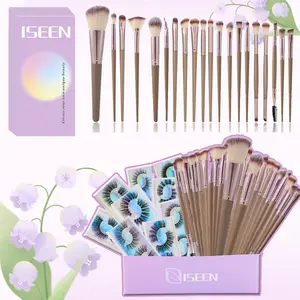 Natural Look Eyelash Extensions Kit, 24 Pairs False Eyelashes with 20pcs Brushes, Professional Makeup Brush Set for Women & Girls, Cosmetic, Synthetic Fiber, Cosmetics Makeup Tools