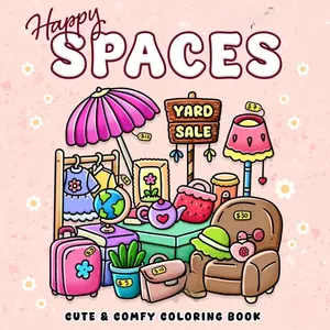 Happy Spaces Coloring Book: For Adults and Teens, Featuring Super Cute and Cozy Hygge Corners and Spaces for Relaxation and Stress Relief (Cute & Cozy Coloring Series)