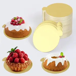 100 Mini Cake Boards, Round Mousse Cake Base, Paper Cupcake Dessert Display Tray, Oil-Resistant Round Cake Board