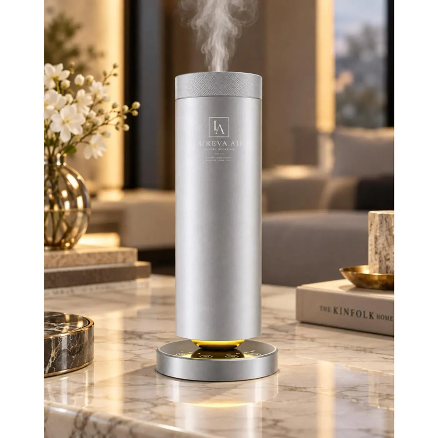 Difusor de Torre - Elegant Silver Tower Diffuser for Home Aroma Therapy and Ambient Scents