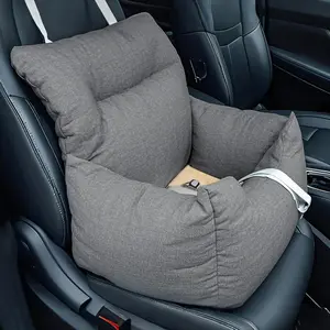 Dog Booster Car Seat Bed for Small Dogs Up to 18 LB, Portable Elevated Puppy Travel Car Seat with Tether & Reversible Cushion for Front and Back Use, Grey