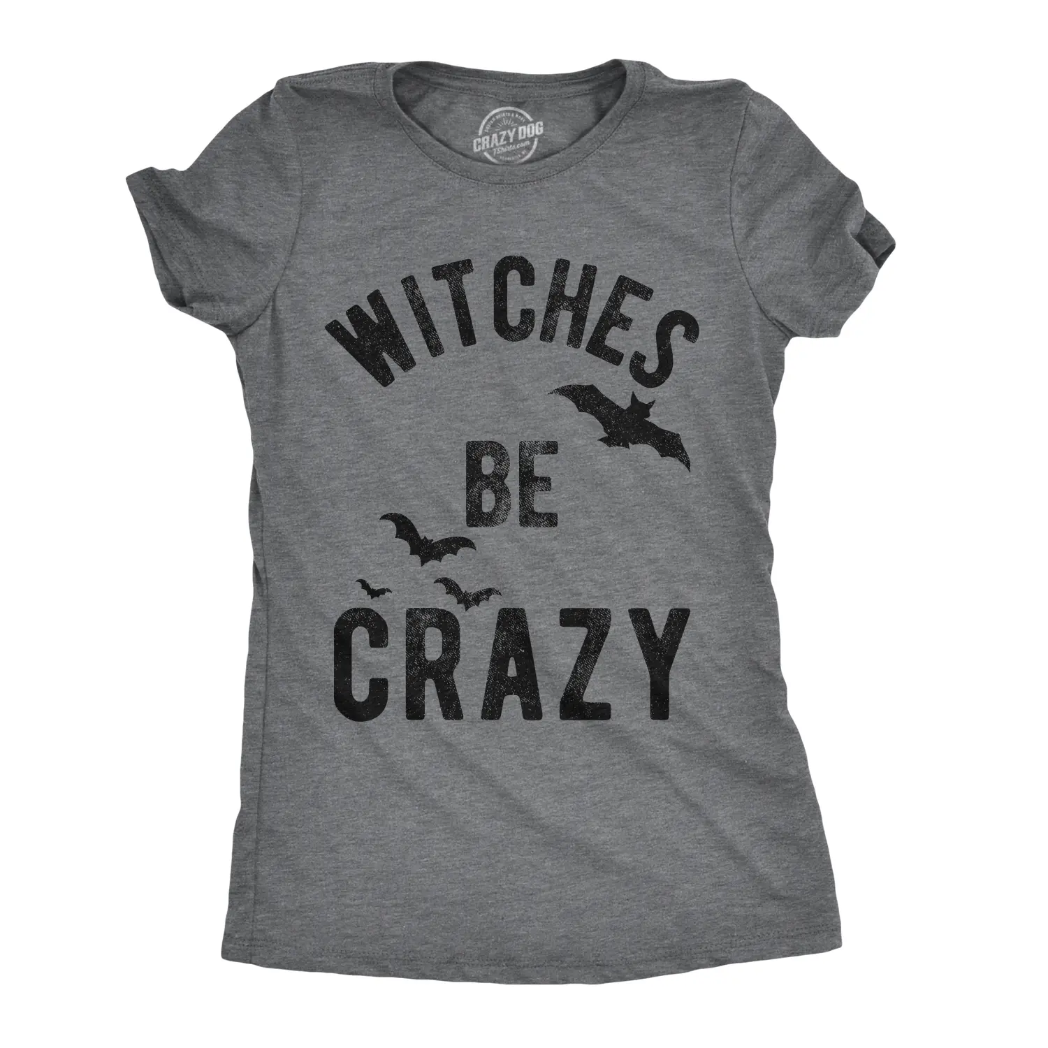 Womens Witches Be Crazy T Shirt Funny Party Tee for Ladies Funny Womens T Shirts Cute Vintage Fashion Casual Ladies T-Shirt Gift Halloween Tops for Women Women's Novelty Tees Dark Grey