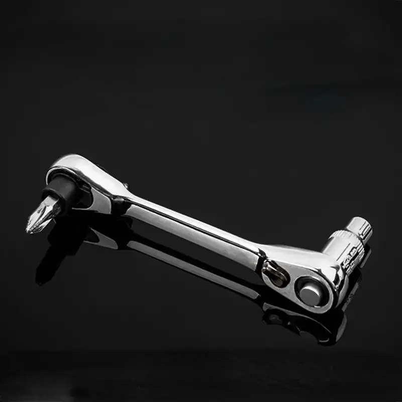 Portable 2-in-1 Dual Head Ratchet Socket Wrench & Hex Bit Driver Screwdriver, Handheld Two-way Mini Wrench for Daily Use