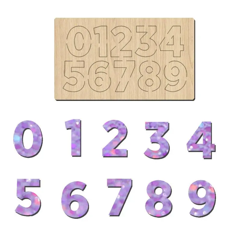 K176 Die Cutting Blade Set, Includes Numbers 0-9, Suitable for Most Machines, High-Quality Wooden Material, Ideal for Craft Projects