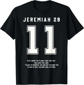 100% Cotton Jeremiah 29:11 Bible Verse Team Sports Jersey Christian T-Shirt