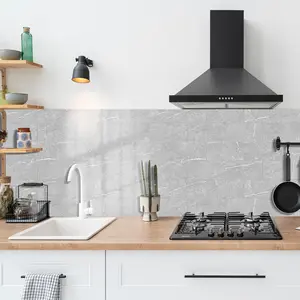 16/32 Pieces Peel Stick Backsplash Gary Marble Tile PVC Composite Wall Tile Sticker on Backsplash Thickened Foam Tile for Kitchen Bathroom, Laundry Room, Fireplace Removable Decals 4 x 8 Inches