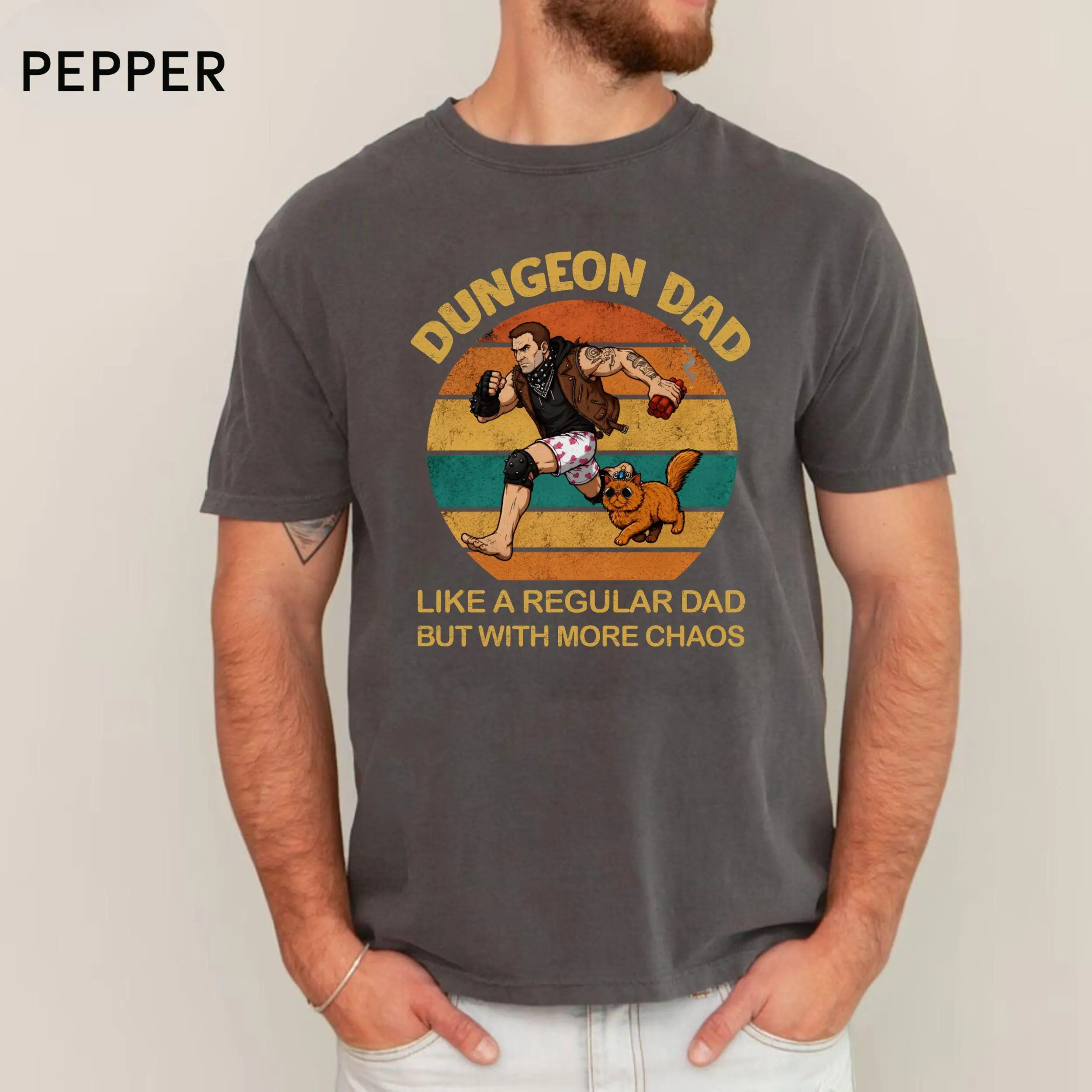 Comfort Colors Dungeon Crawler Carl Fathers Day Y2k Graphic Tee, Dungeon Dad DCC Funny LitRPG Dad New Achievement Unlocked Unisex T-Shirt - Perfect Gift for Fans