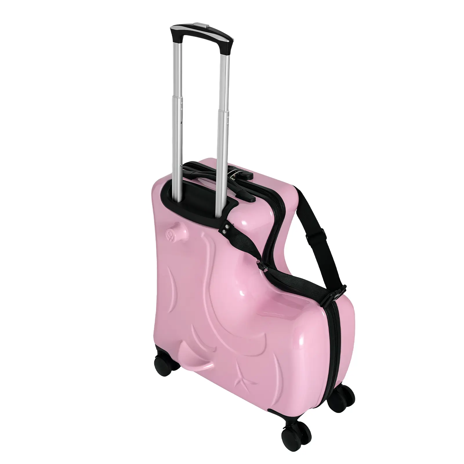 Children's Durable Ridable Multifunctional Luggage (25*55cm/9.8*21.6in, 20-in) for 3-6 Years Old, Top Handle, Double-Row 4 Wheels, Combination Lock Carry-On for On-the-Road Storage & Play, Travel Luggage Set