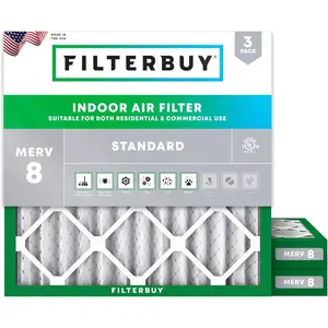 Filterbuy 10x10x2 Air Filter (3-Pack), Pleated MERV 8 Dust Defense HVAC AC Furnace Air Filters (Actual Size: 9.50 x 9.50 x 1.75 Inches)