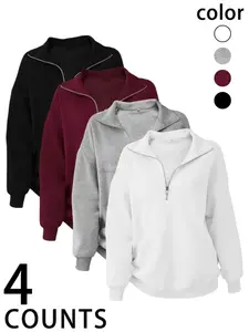 Women's Loose Fit Zipper Pullover Sweater Set, Reunion School, Graduation Teacher Clothes, Casual Fall & Winter Clothing