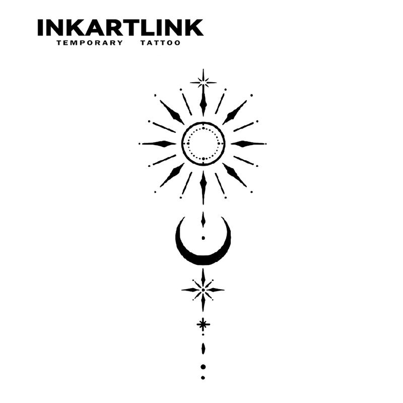 INKARTLINK Tattoo Tech, 2 Sheets Semi-Permanent Temporary Tattoos, Starry Night 2, Adult Art Design,Lasts 1-2 Weeks, Waterproof, Realistic Look, No Adhesive, No Reflection,For Man And Woman,Ideal for Swimming, Party