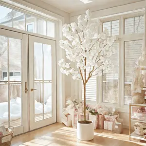 Artificial Cherry Blossom Tree 6FT 7FT 8FT – Tall Faux Sakura Tree with Silk Flowers – Indoor Outdoor Decorative Tree for Home Office Wedding Party Decor, Housewarming & Holiday Gift