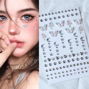 3D Acrylic Diamond Sticker, Butterfly & Flower Design Face & Nail Art Body Jewelry, Sparkling Glittering Accents Face and Nail Art Body Jewelry Decoration for Parties and Festivals