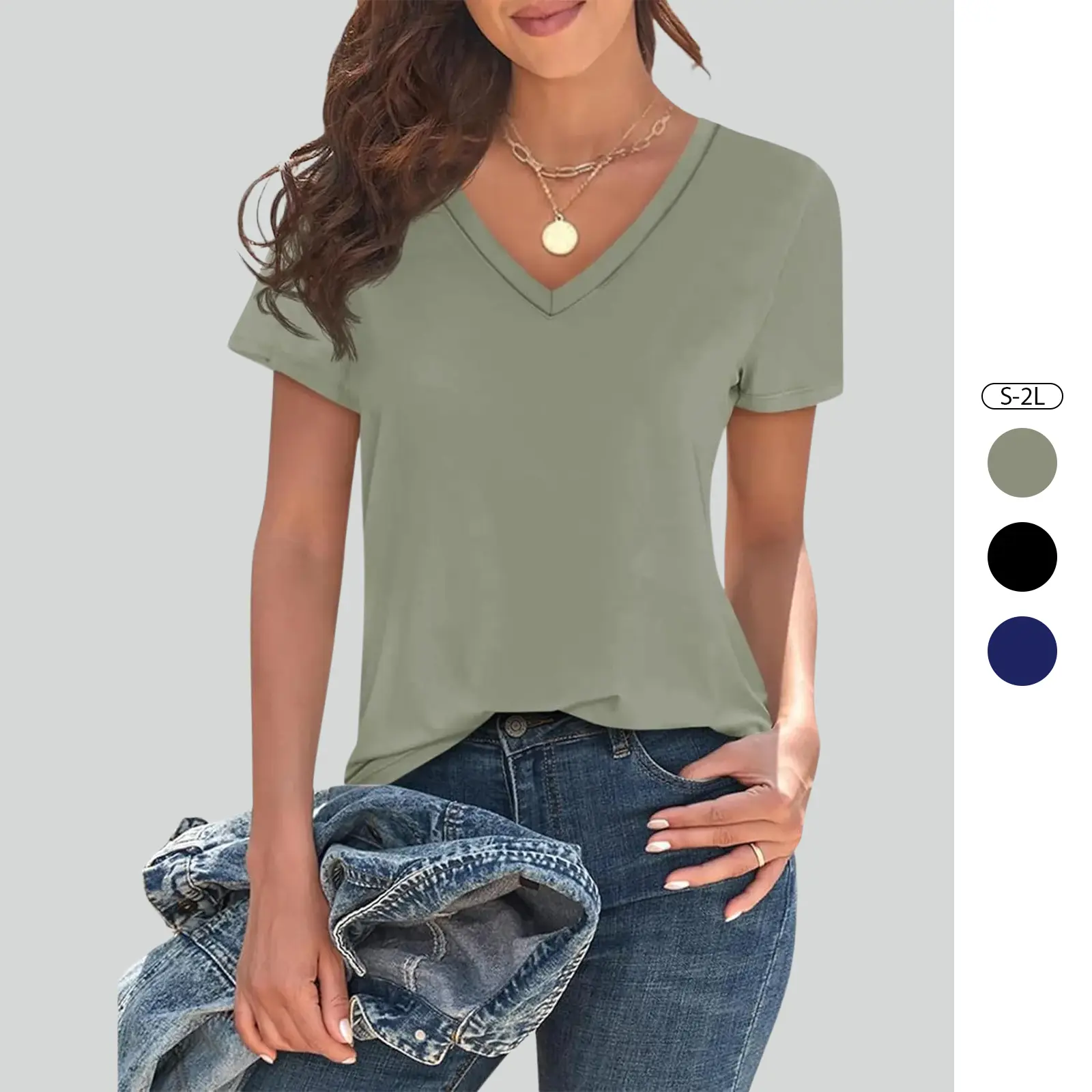 Imily Bela Womens V Neck T Shirts Lightweight Short Sleeve Tops Casual Basic Tees Trendy Summer Tshirt Loose Fit