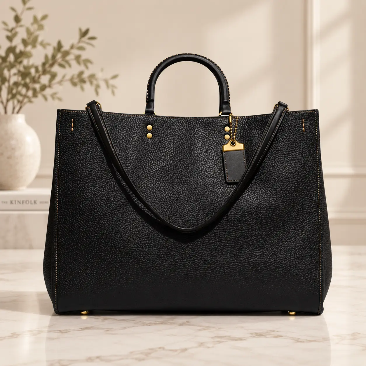 Rogue 39 bag Large Structured Tote Bag for Women, Premium Textured Leather Look Handbag, Laptop Work Bag, Top Handle Shoulder Bag, Spacious Everyday Carry