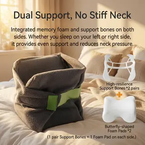 Portable Wrap-Around Neck Pillow – Airplane & Train Sleep Savior | Full Support for Long-Haul Flights, Hard Seats & Naps Solid Color Memory Foam