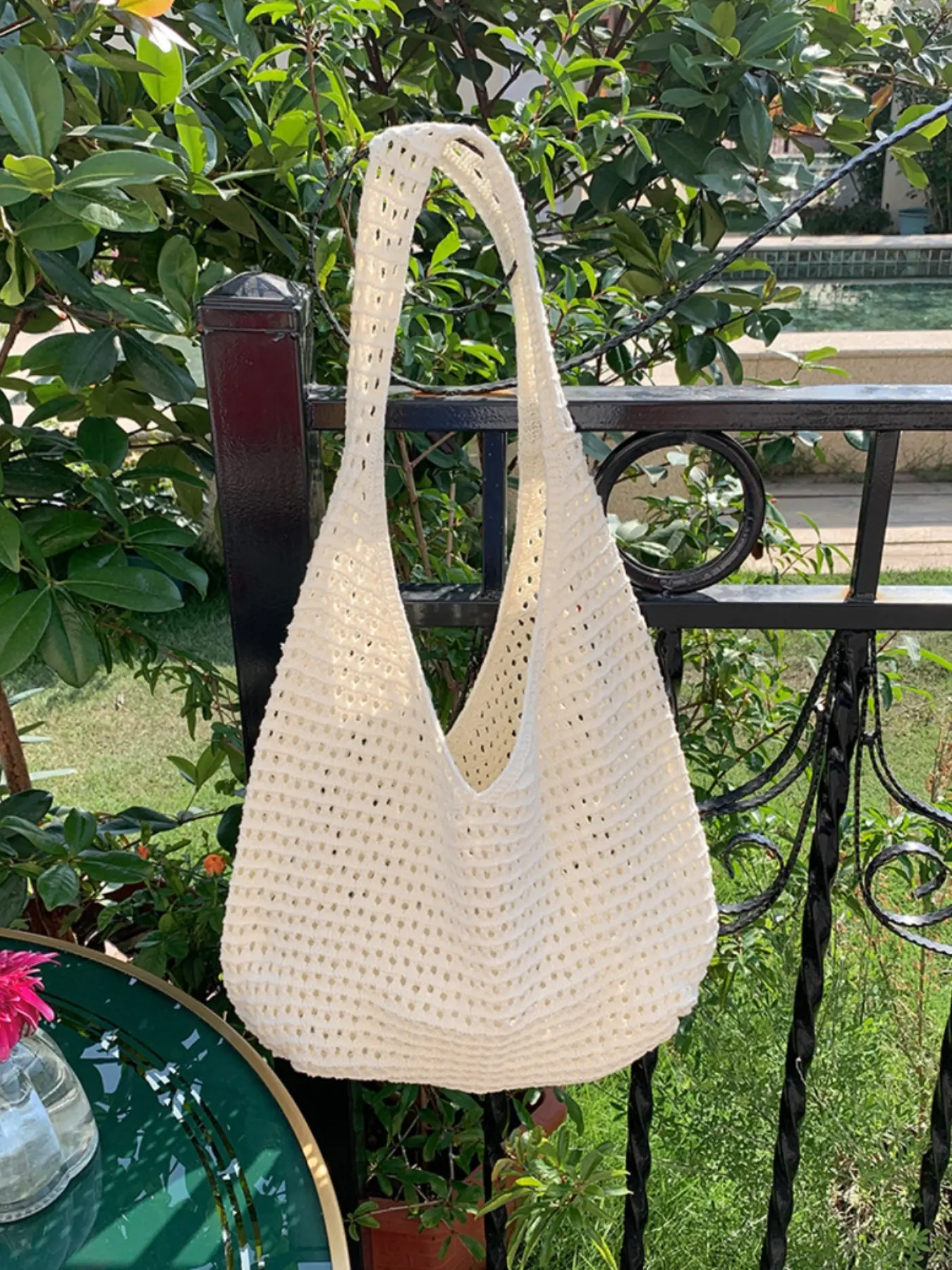 2026 New Large Capacity Crochet Bag, Beach Vacation Sandbag, Lightweight Beach Bag, Simple Outdoor Shoulder Bag, Preppy Tote, Beach Tote Purse, Ideal for Daily Commute, Festival Gifts, Daily Commuter Bag