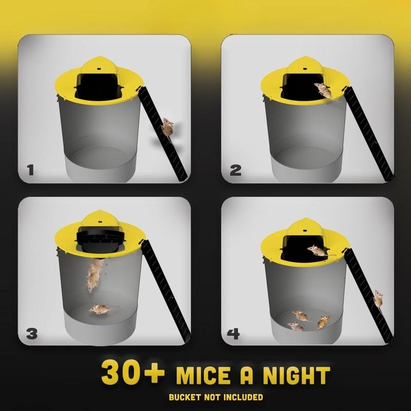 Flip 'N Slide Bucket Mouse Trap - Multi-Catch, Auto-Reset, Humane/Lethal Rat Trap - ABS Plastic Material, Reusable Mouse Traps for Indoor Home & Outdoor Use