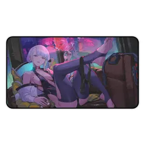 WeXAnime - Lucy Desk Mat - cyberpunk NSFW Cute Anime Waifu Mousepad Mousepad Anime Mouse Pad Extended Gaming Desk Mat, Large Non-Slip Keyboard Mouse Pad, Waterproof Desk Mat for Office and Gaming, Stitched Edges, Smooth Surface, Custom Anime Desk Pad,