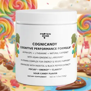 CogniCandy Focus Powder Sour Candy Flavor Nootropic Energy Supplement with Alpha-GPC L-Theanine Natural Caffeine for Focus Energy Clarity - Beverage