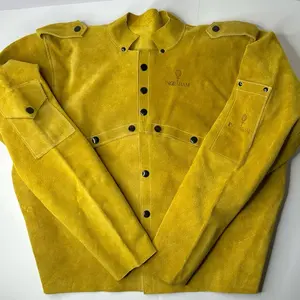 FW2 Women’s Leather Welding Jacket - Tan, Long Sleeve, Fitted, Medium Length, Casual Style