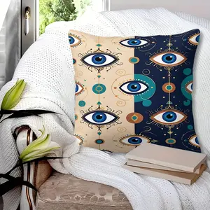 Boho Evil Eye Accent Pillow, & Navy Digital Print, Durable & Vibrant, Perfect for Sofa, Couch & Bedroom Decor, Soft Cushions, Home Decorative Cushion
