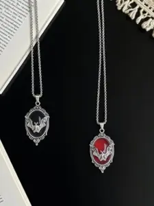 Gothic Punk Bat Copper Alloy Pendant Necklace, Suitable for Girls, Halloween Gift, Party Gift, Holiday Gift