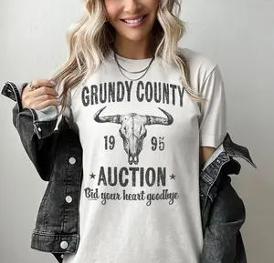 Cowgirl Grundy County Auction Vintage Tshirt, 90s Country Music Concert Inspired Tee, Western Boho Streetwear Music Band Top Womenswear