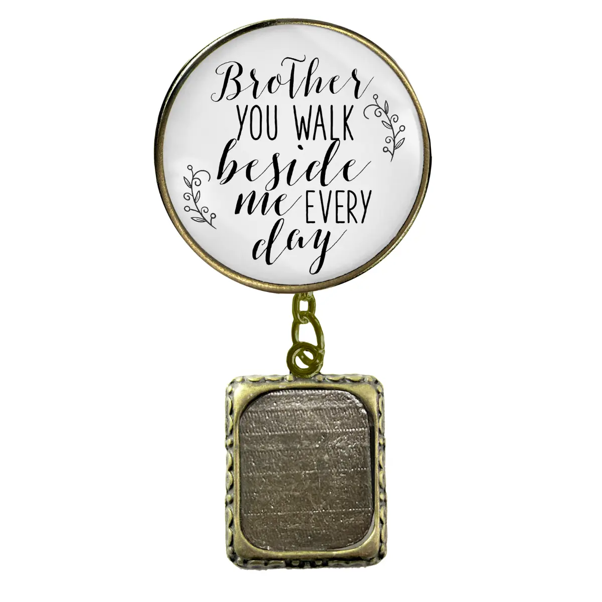 Wedding Memorial Boutonniere Pin Photo Frame Honor Brother Vintage White For Men