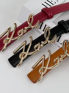 Women's Bronze Smooth Buckle Belt, Classic Durable Fashion Accessory, Stylish Ladies' Belts for Everyday Wear